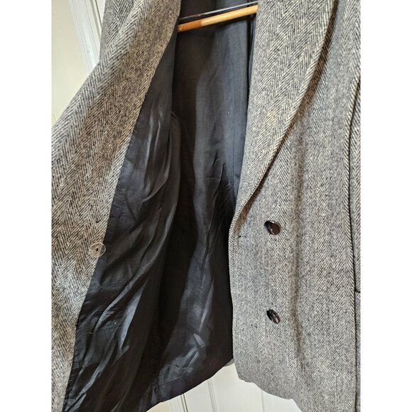 Herman Kay Wool Pea Coat Jacket Gray 4 Button Closure USA VINTAGE 90S SEE MEAS - Picture 9 of 10